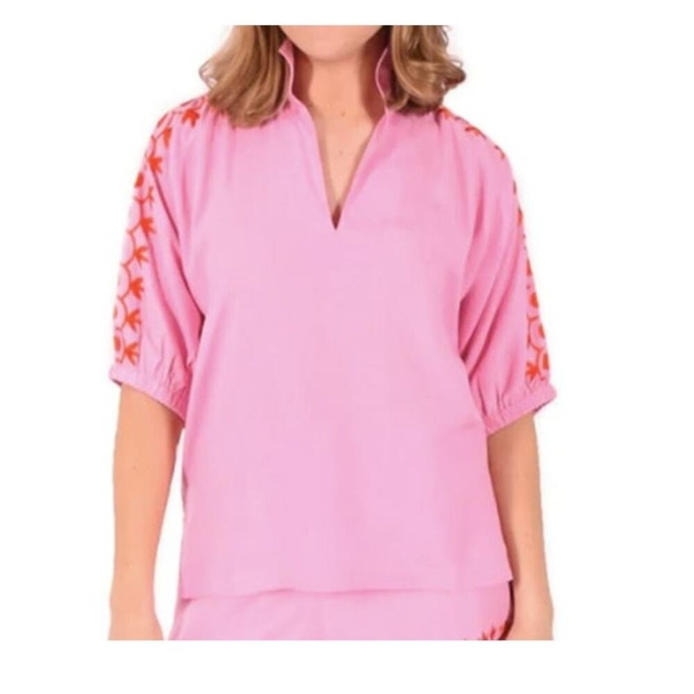Emily McCarthy Poppy Top Women S Lilac Flora Embroidery Dolman Boho Chic Resort